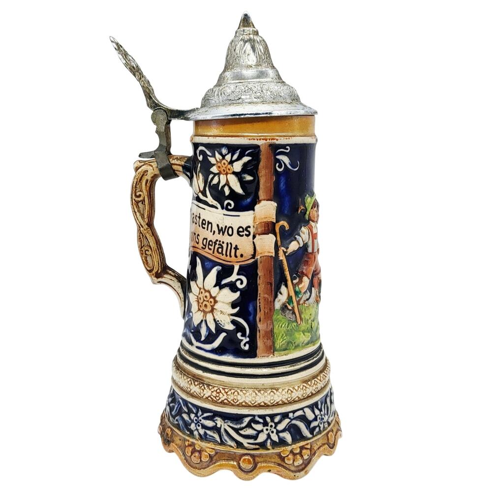 Vintage Ceramic German Beer Stein Musical Box with Lid Made in Germany
